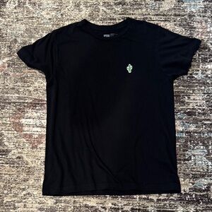 Black T-Shirt with Cactus Embroidery